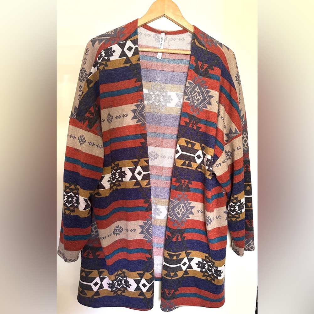 Dear Scarlett Colorful Aztec Print Patterned Cardigan Women Sz‎ 3x Long Sleeve
